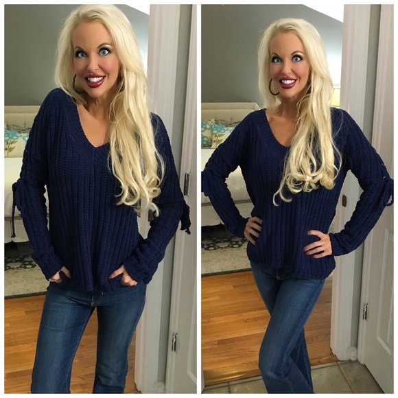 ❤️LAST 1! Chenille Lace Up Detail Sweater - Picture 2 of 3